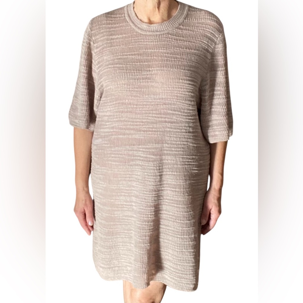 Linen cotton textured knit dress by InWear Copenhagen semi-sheer blush pink
